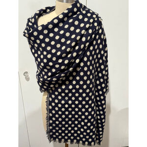 Women's Under One Sky Navy Beige Polka Dot oversized blanket Scarf Wrap